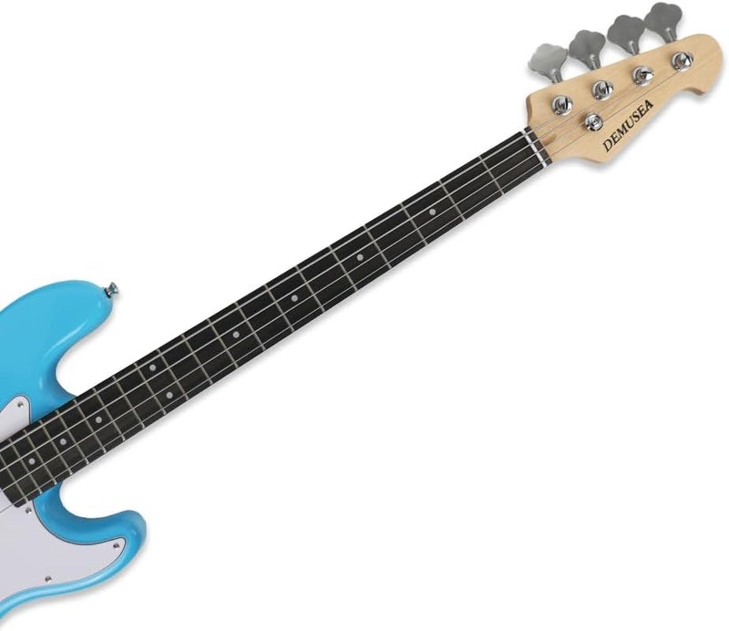 demusea electric P bass guitar full size standard 4strings glossy blue 34inch scale length maple neck phoenix body fixed bridge 1V 1T control for beginner starter practice party show(BLUE-YPB30) - Image 3